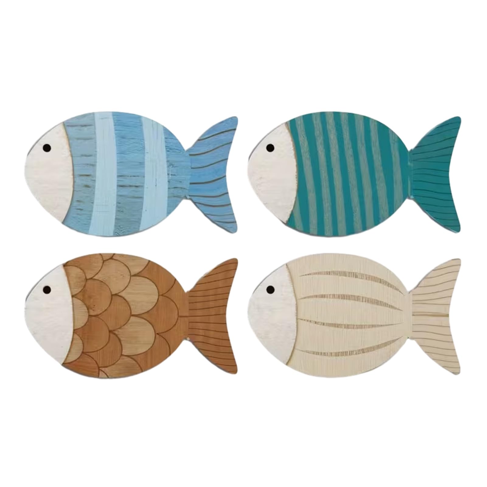 anwhriet 4 Pcs Fish Nautical Wall Decor Rustic Wall Hanging Beach Decor Coastal Themed Vintage Ornaments for Summer Lake House