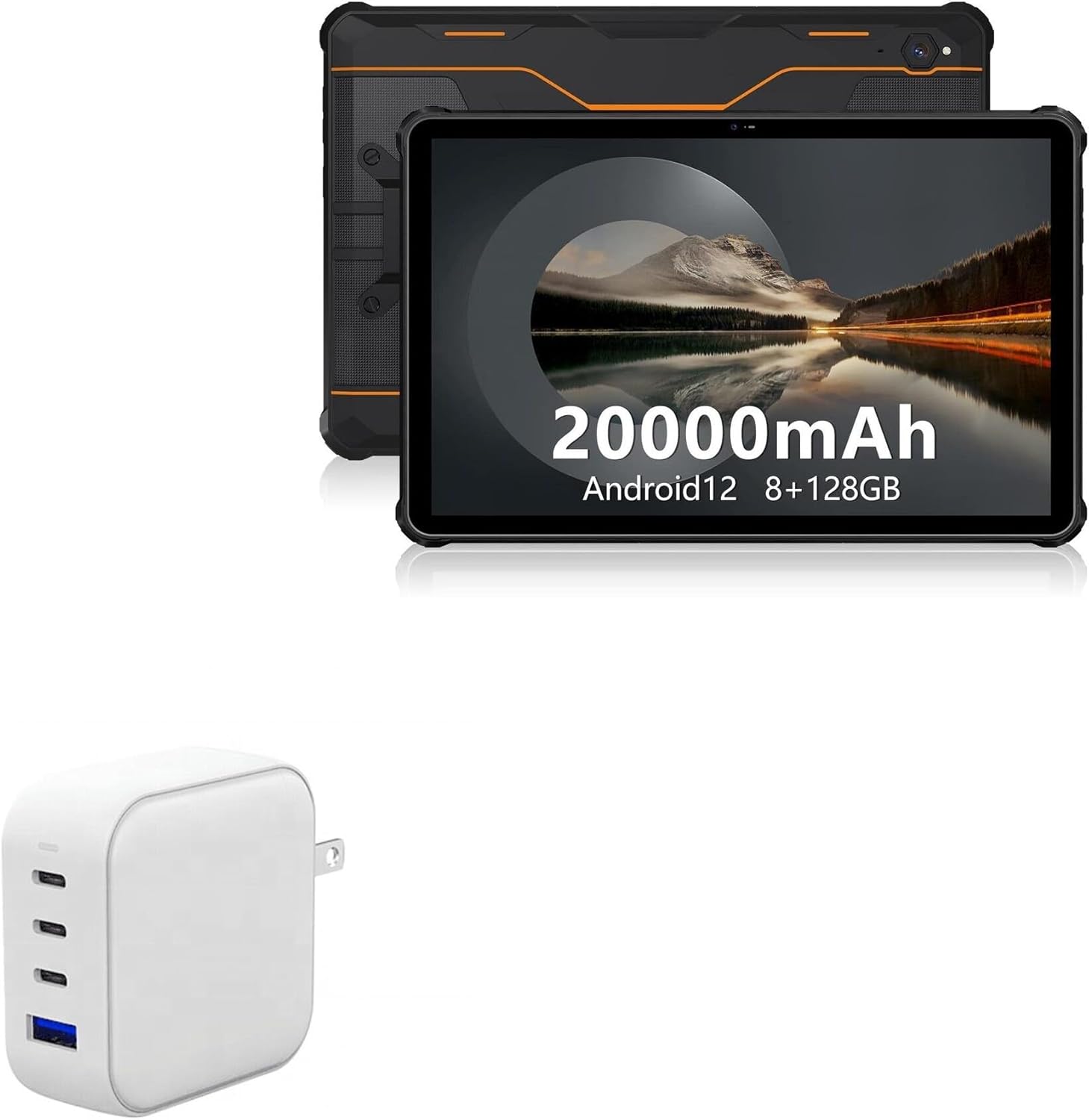 BoxWave Charger Compatible with Oukitel Tablet RT2 Orange (10 in) - PD miniCube (100W), 100W 3 PD Port Wall Charger International - Winter White