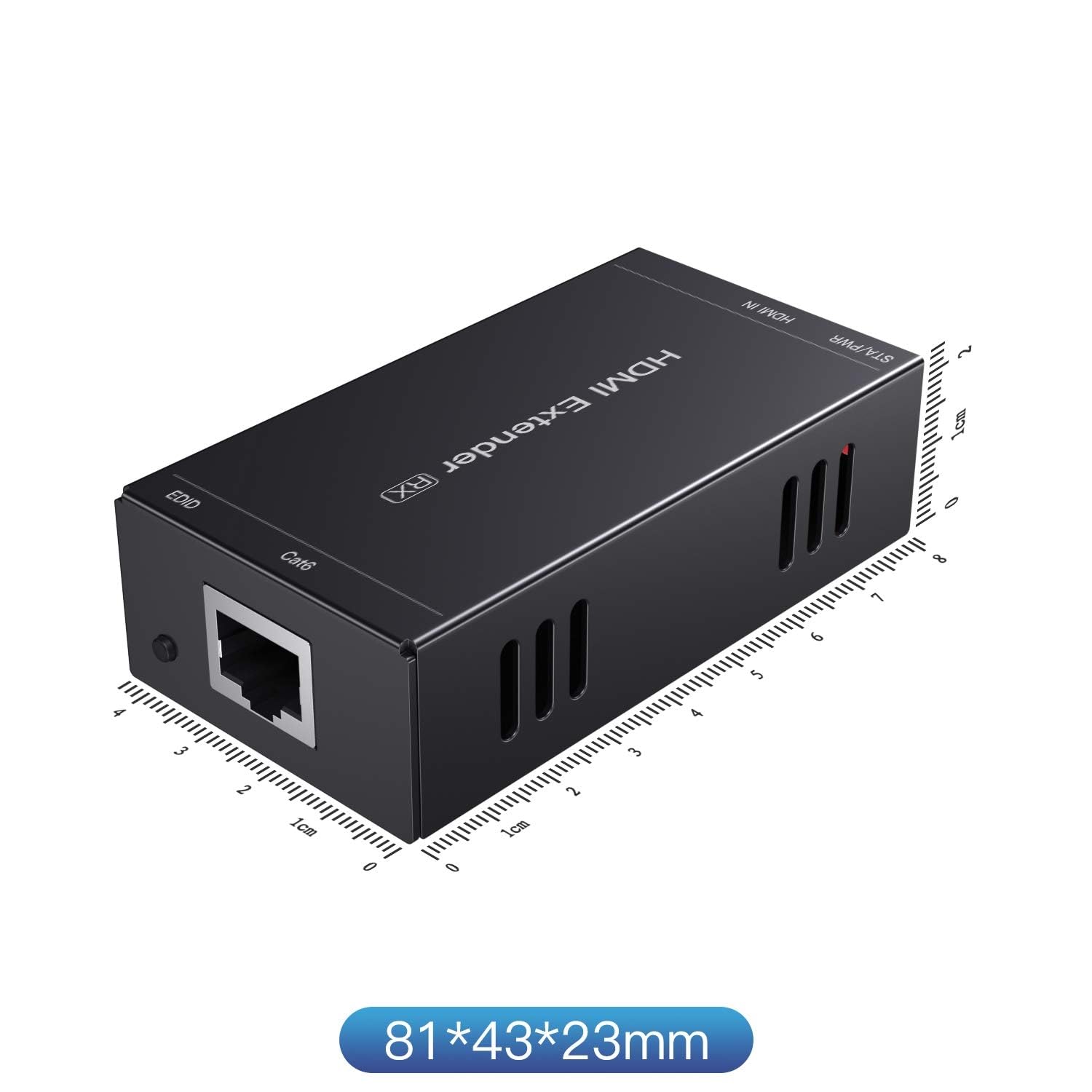 PWAYTEK Extensor HDMI 1080P@60Hz 3D, transmisión sin compresión 50m Cat5e/Cat6/Cat7, funciones EDID y POC, set transmisor y receptor (Negro)