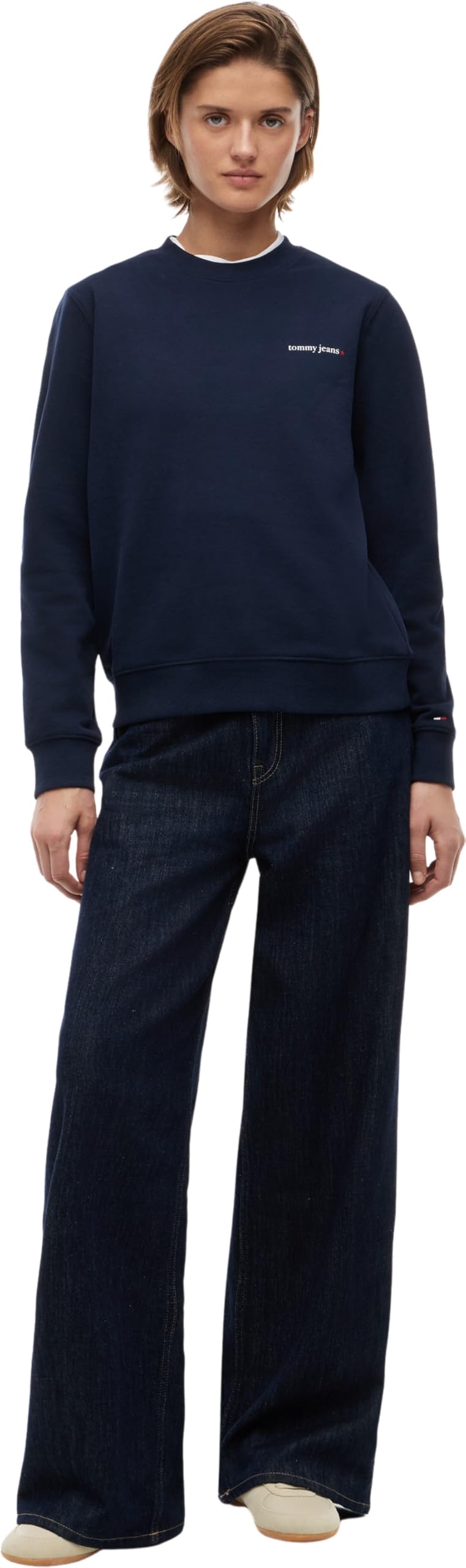 Tommy Jeans Tjw Reg Ess Logo 1 Crew Ext Dw0dw22829 Felpa Pullover Donna (Pacco da 1)