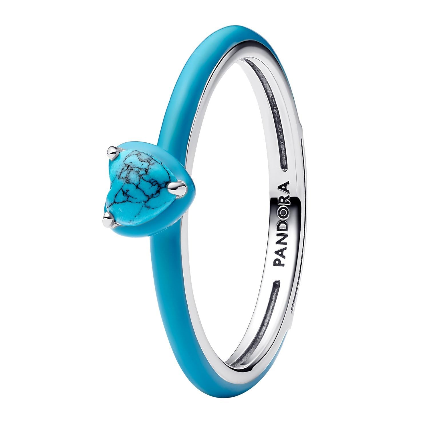 PANDORA Anillo de plata para mujer, corazón turquesa 193828C01, 56/​17,​8, Plata de ley, Sin piedras preciosas