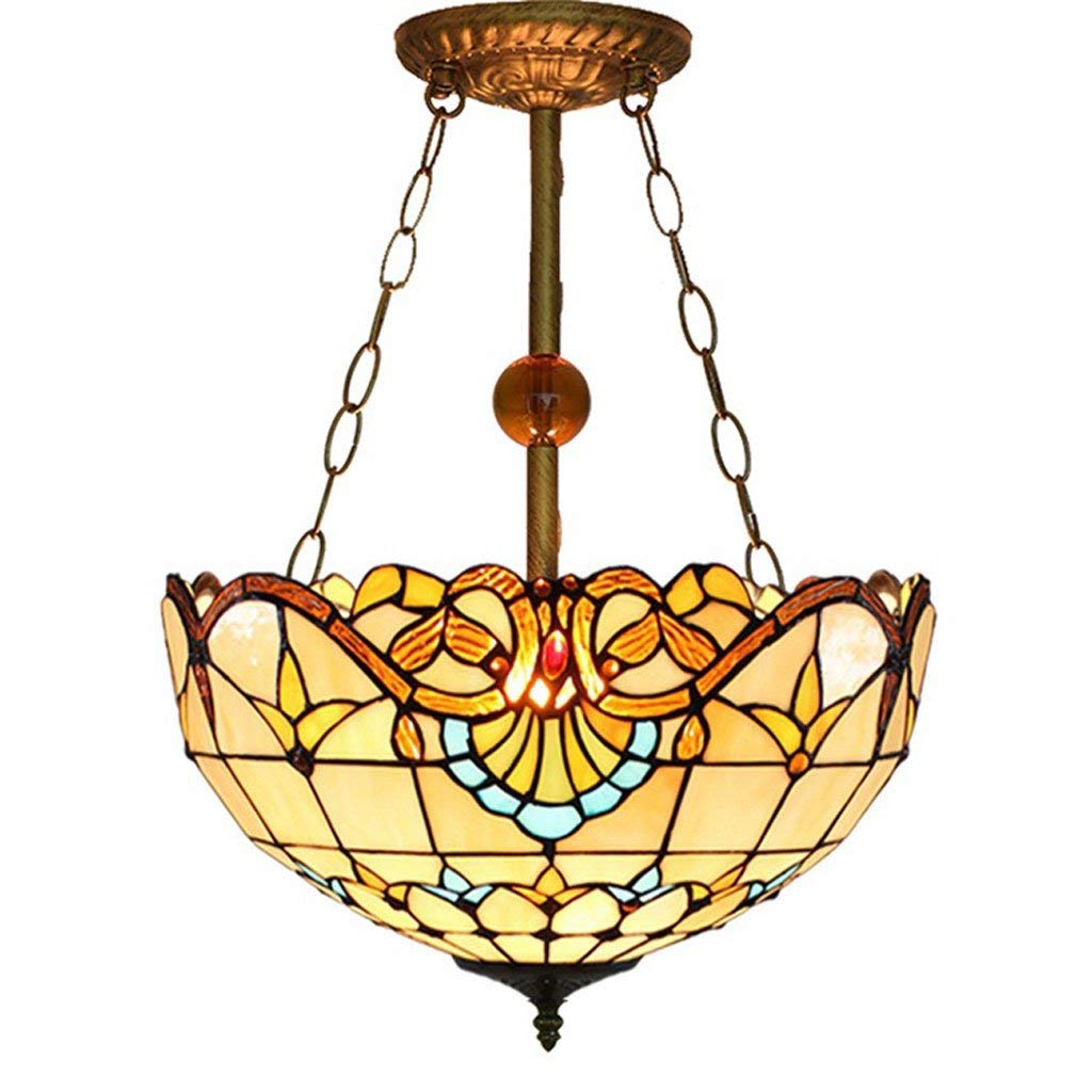 Wdcdyqdh Light Ceiling Hanging Lamp Baroque Glass Lampshade Chandelier For Dining Room Dance Living Art Decoration Ing 16- Inch 3 S Multicolor
