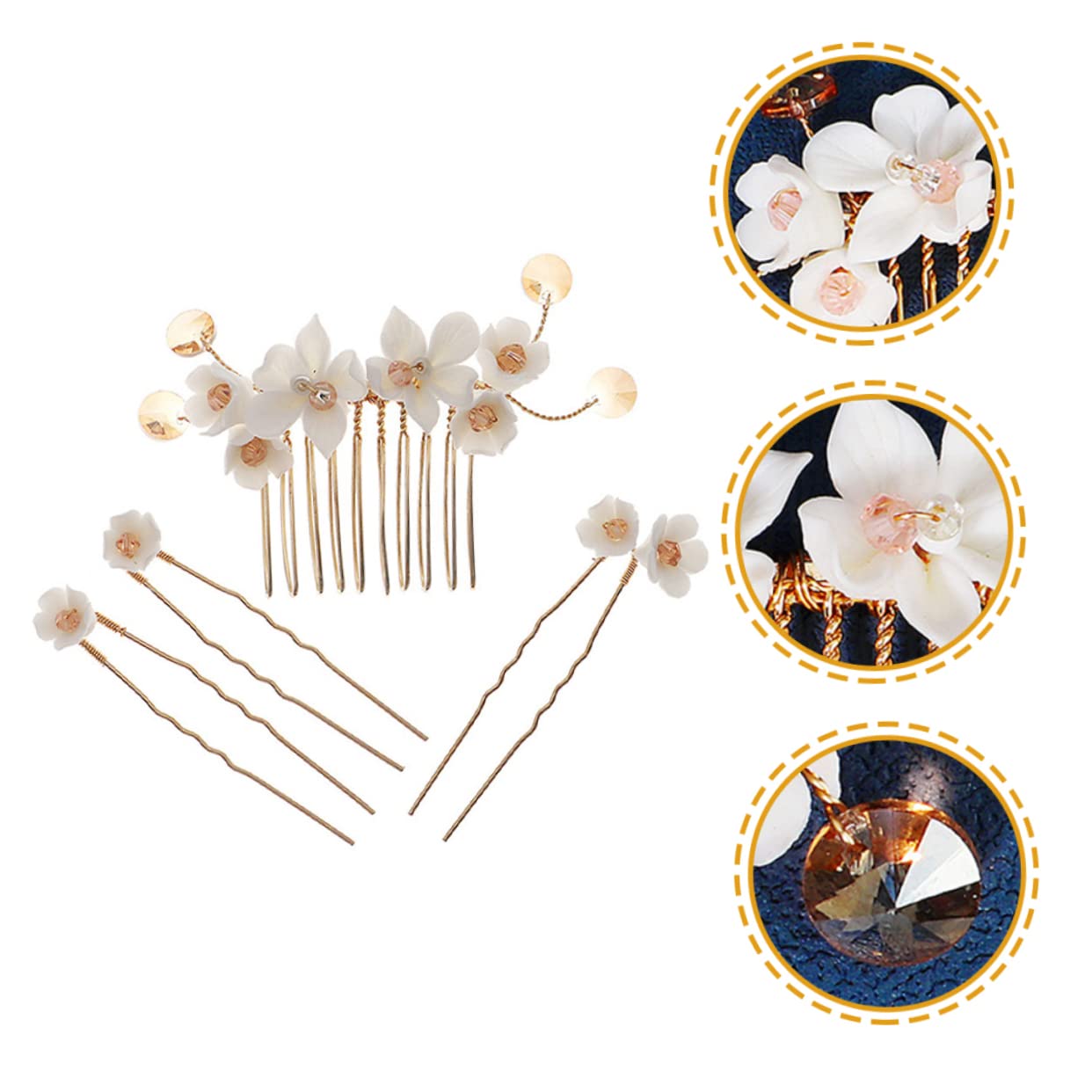 MAGICLULU 12 Stk Blumen seithaar kamm Haarspangen Haarklammer hair clips comb Haarnadel haarschmuck Frauenhaarstock Blumenhaarstab für Frauen Hanfu Brötchen die Blumen Stift Braut Keramik