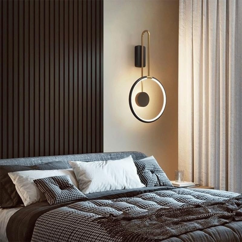 Modern LED Round Wall Sconces 3-Color Temperature Adjustable Bedroom Pathway Corridor Wall Light Acrylic Decorative Fixtures for Living Room Stairs Balcony Lighting Night Lamp