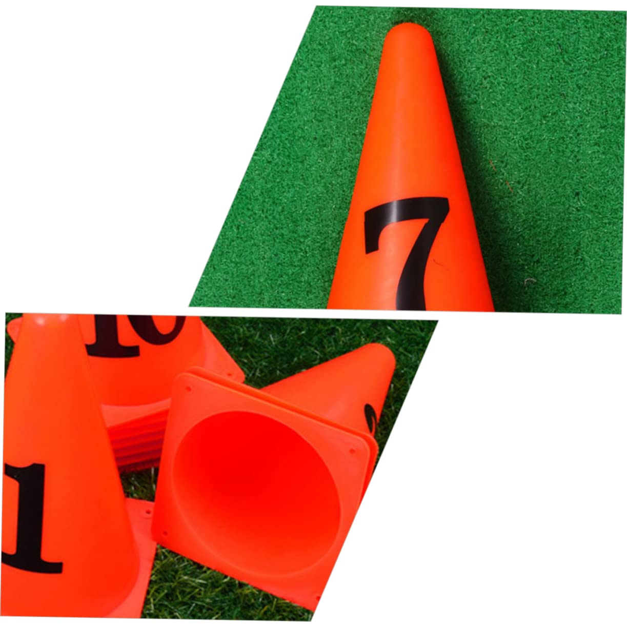 Anneome 10 Pezzi Conetti Segna Campo Calcio in PE Arancione Numeri per Allenamento Indoor e Outdoor Design Luminoso per Maggiore visibilità e Sostenibilità Ambientale