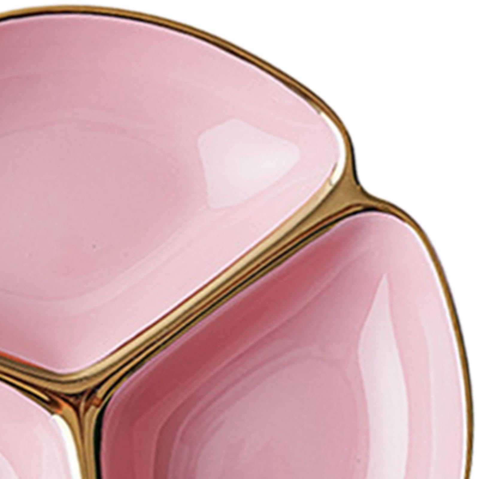Assiette Compartimentée en Céramique pour Enfants, 3 Compartiments, Assiette Ronde à Trois Grilles, Rose