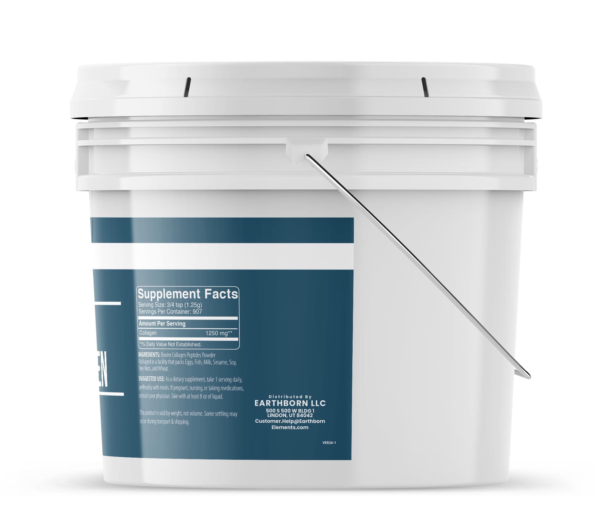 Earthborn Elements Bovine Collagen Peptides Powder 1 Gallon Bucket, Pure & Undiluted, Dietary Supplement (2.5 Pound) — Amazon image 3