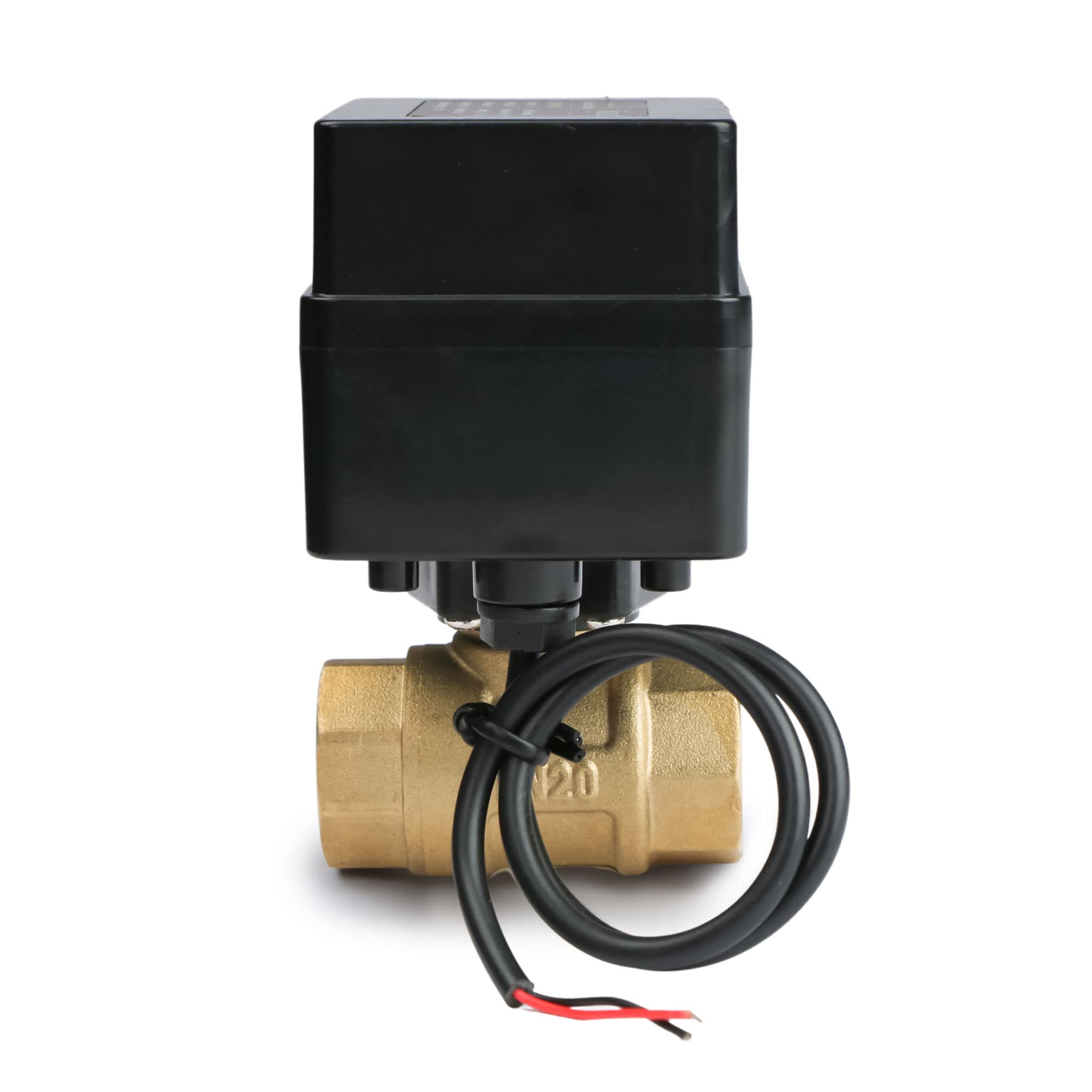 Valvola a sfera motorizzata - Valvola a sfera in ottone da 1/2" con porta standard, 9-36V AC/DC, configurazione di ritorno automatico a 2 fili, normalmente aperta (N/O) di U.S. Solid
