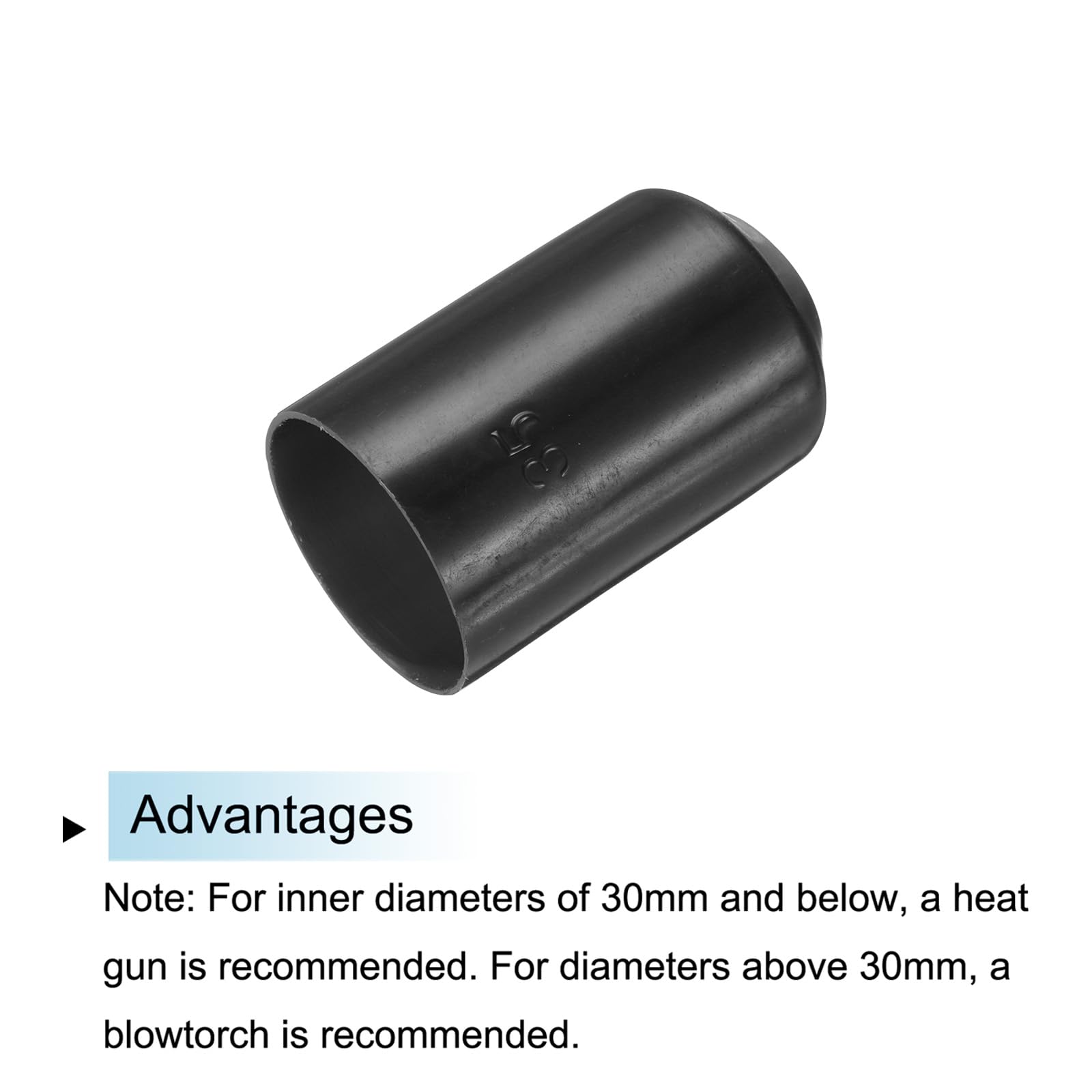 QUARKZMAN 30pz Tappi Termorestringenti 50mm ID x 75mm l Rapporto 2:1 Guaina Termorestringente Impermeabile per Cavi Elettrici, Tappi Termorestringenti Rivestiti Sigillati per Cavi, Nero