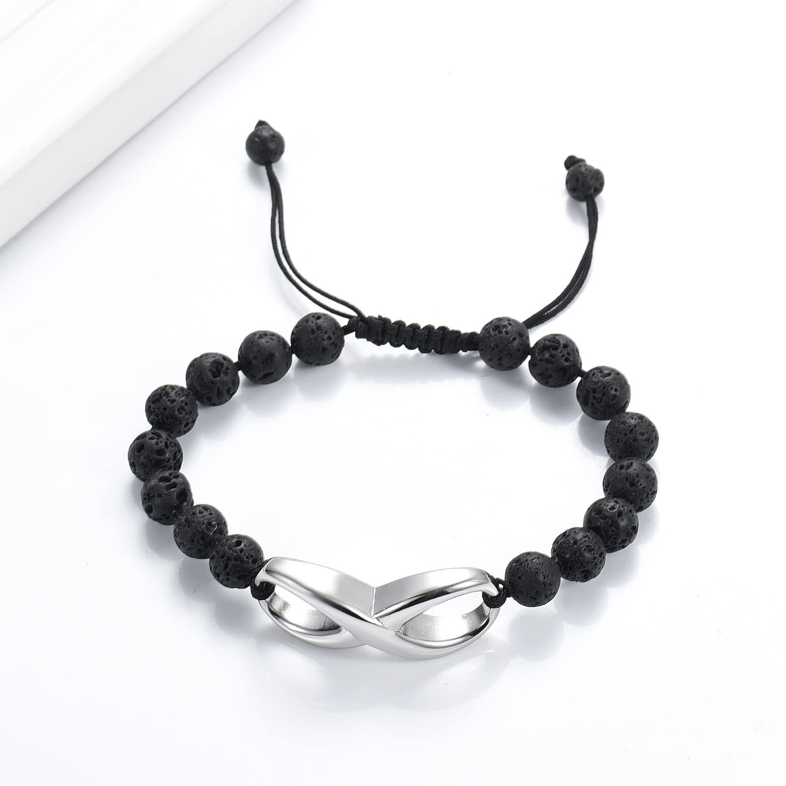 Minicremation Braccialetto con urna per ceneri dei propri cari gioielli cremazione per ceneri commemorative in pelle intrecciata, idea regalo per donne e uomini, Acciaio inossidabile, Nessuna pietra