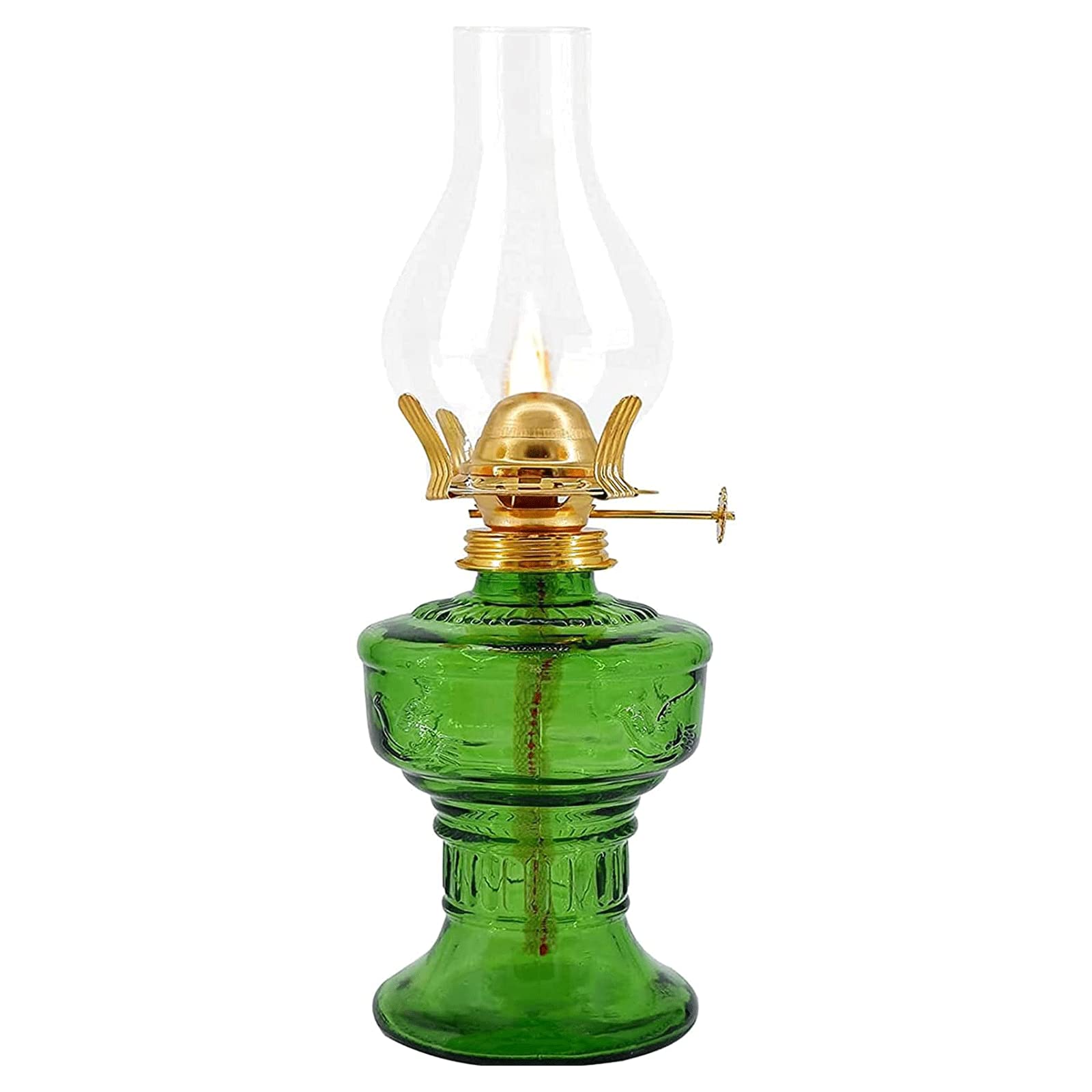 Kerosene lamp, Glass with Four-Claw Lamp Head Vintage Clear Hurricane Rustic Chamber for Home Indoor Use(Grün)
