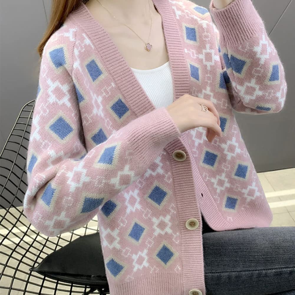 Cárdigan de otoño Nueva Chaqueta de Punto de suéter Corto para Mujer Suéter de Abeto de Damas de Primavera Dulce (Color : Blanco cremoso, Tamaño : L) (Blanco cremoso.)