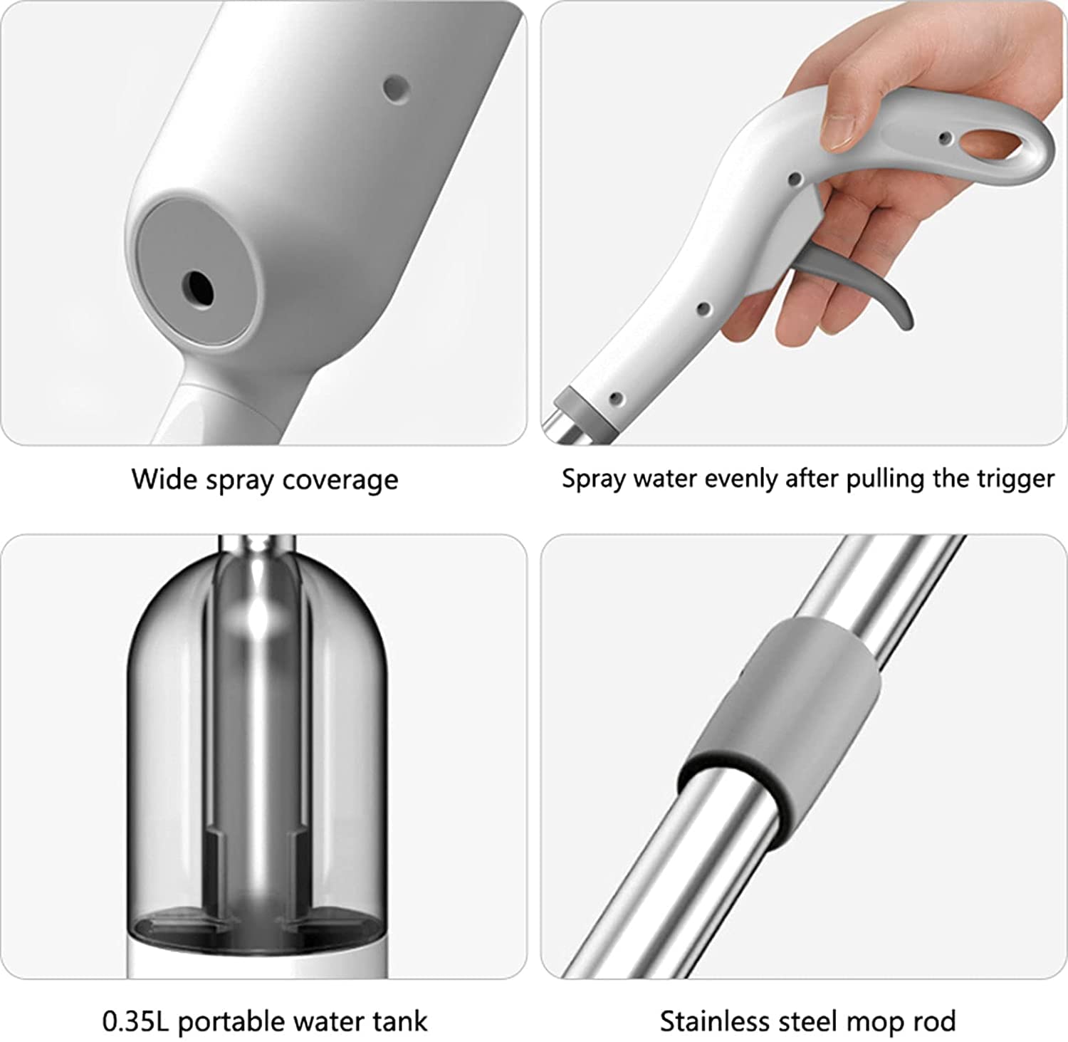 Mocio bagnato e asciutto Mocio spray in microfibra per la pulizia dei pavimenti - Bagnato e asciutto, con spruzzatore per serbatoio dell'acqua da 350 ml e cuscinetti antipolvere bagnati asciutti