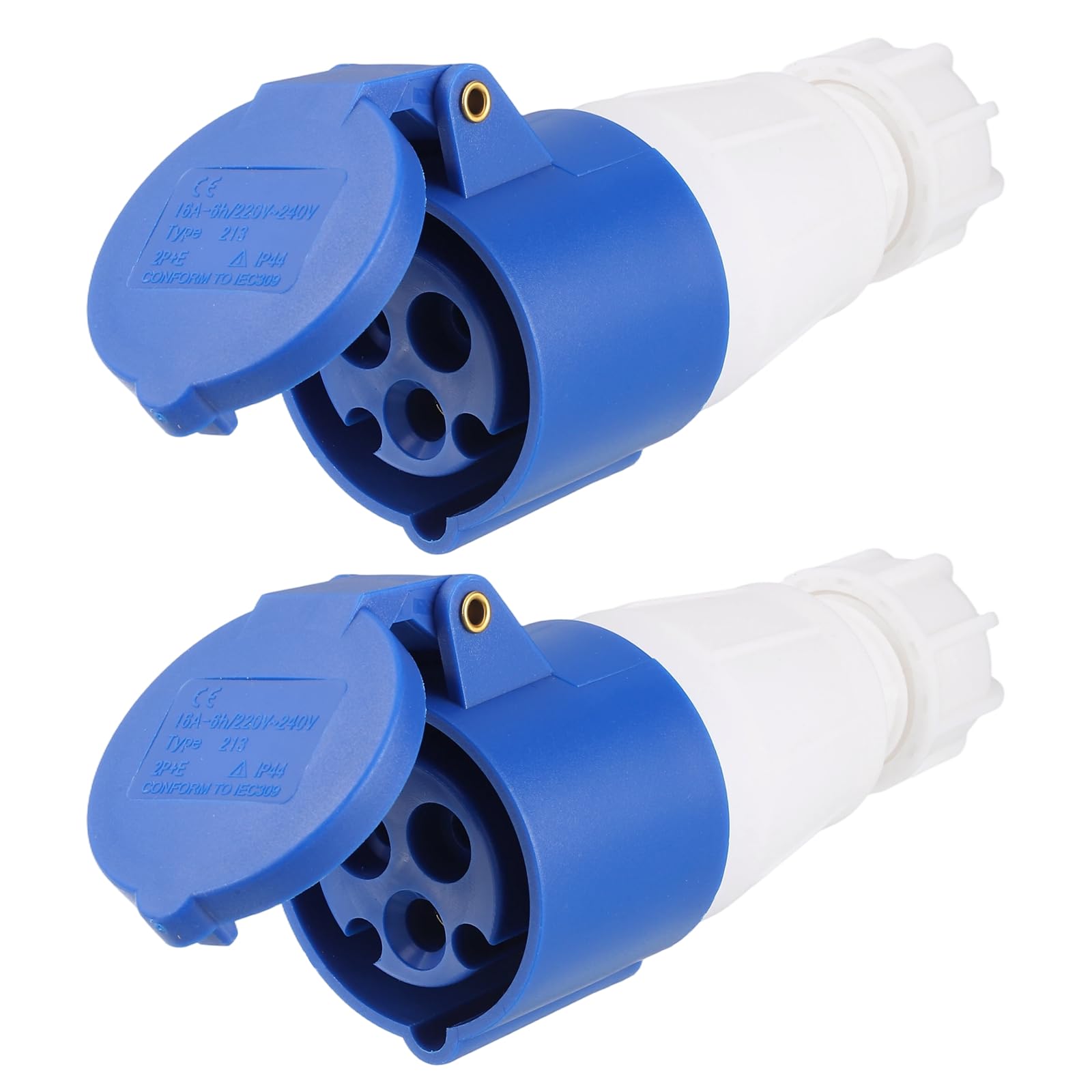 sourcing map 2Pcs 16A 3 Pin CEE Industrial Socket Connector, 220-240V 2P+E IP44 Waterproof Female Connectors Activity Sockets for Aviation and Industry