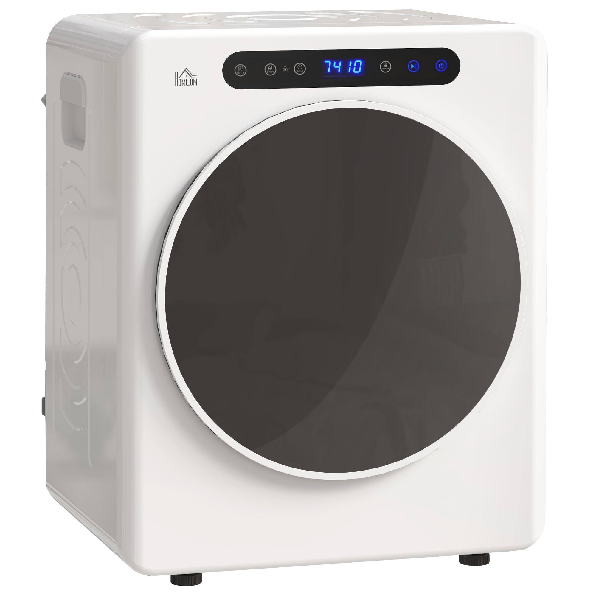 HOMCOM Mini Ablufttrockner 5kg Wäschetrockner mit Sterilisation, 6 Programmen bis zu 60℃, 1000W Trockner mit Touch-Screen, Knitterschutz, Edelstahltrommel, Extra-Trocken-Modus Weiß