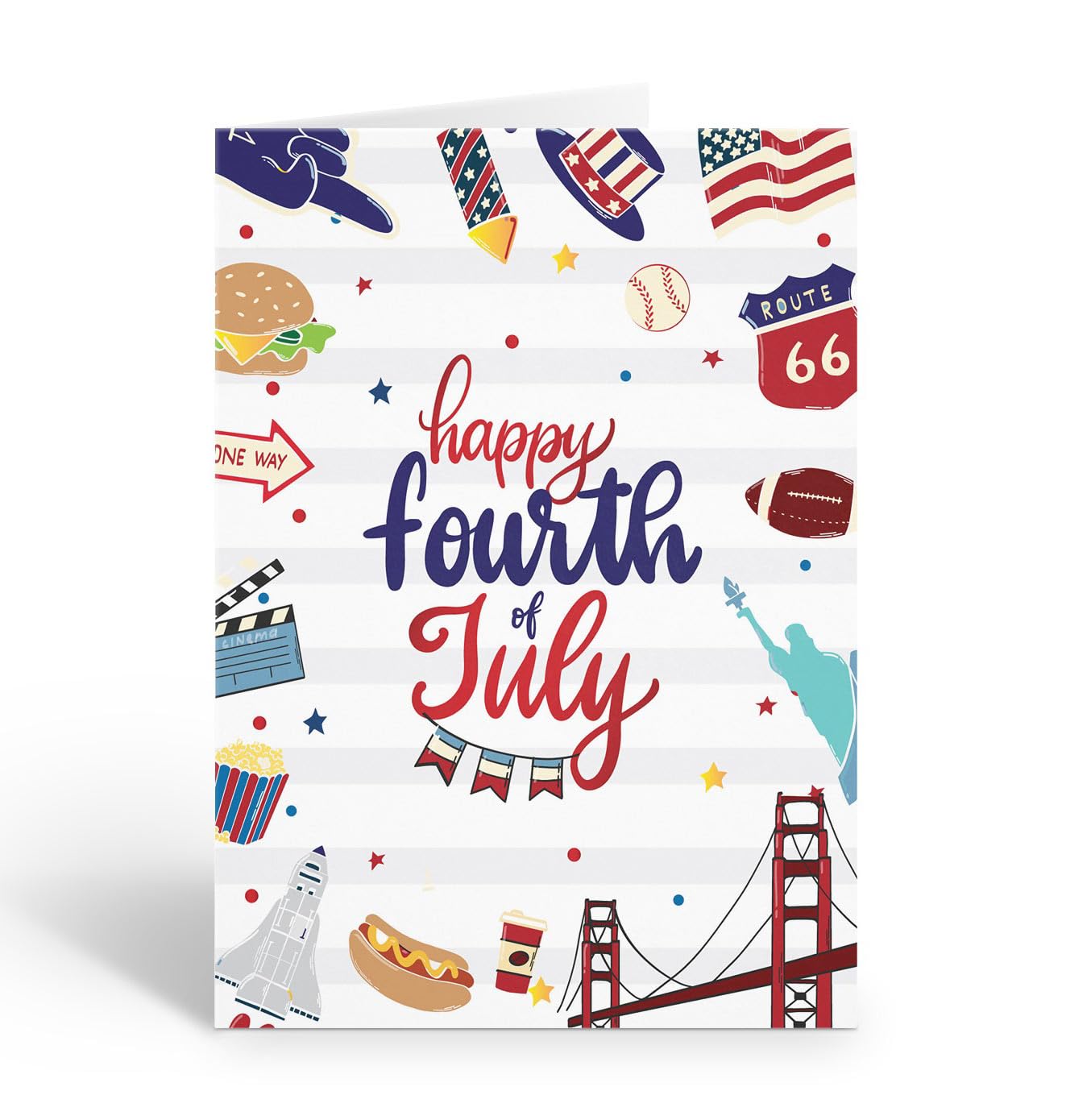 Stonehouse Collection Single 4th of July Greeting Card – Patriotic Fourth of July Red White and Blue Car - Blank Inside – 6.25" x 4.5" with Envelope (