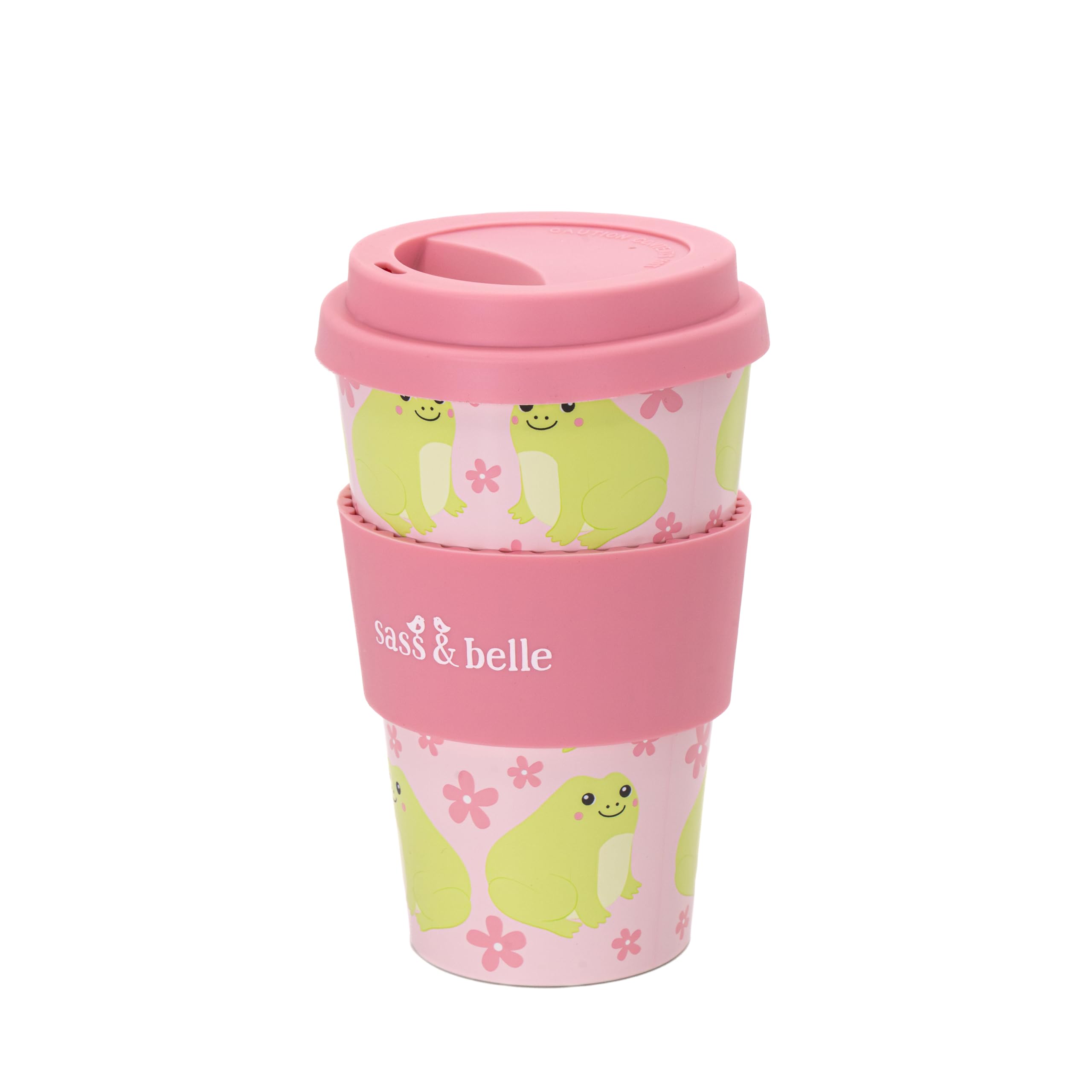 Sass & Belle Frog Travel Coffee Cup, Pink, Travel Size