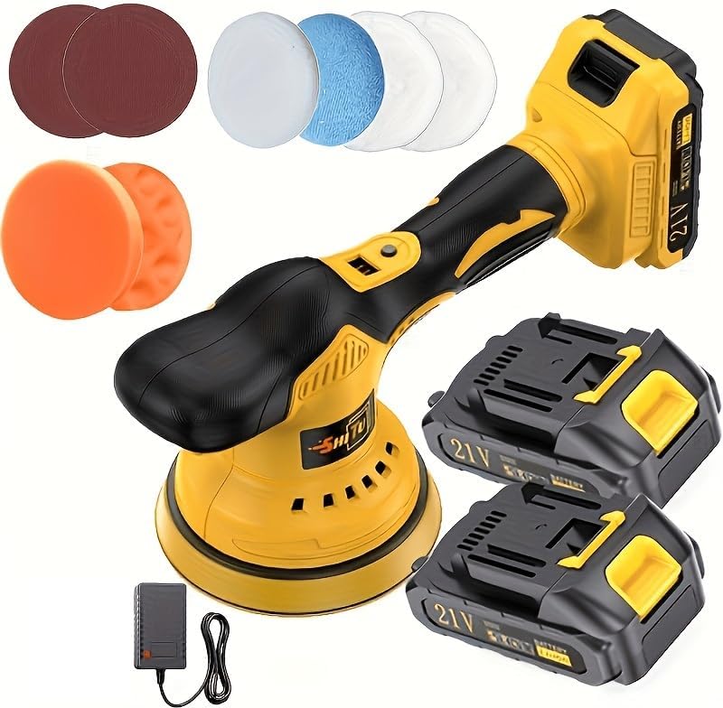 Lithium ion polishing machine, car polishing,lithium-ion battery,optional suitable for car beauty,waxing, polishing,scratch removal (21V polishing machine+battery * 1)