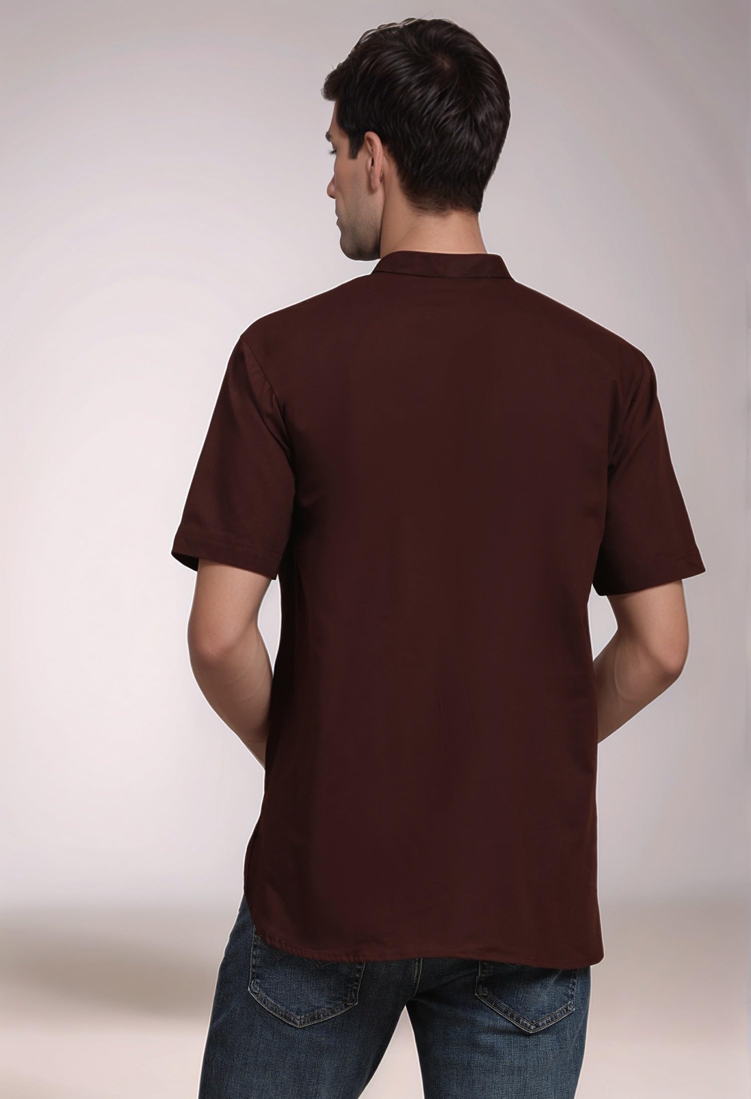 SKAVIJ Indiana Etnico Uomo Tunica Corto Camicia Kurta