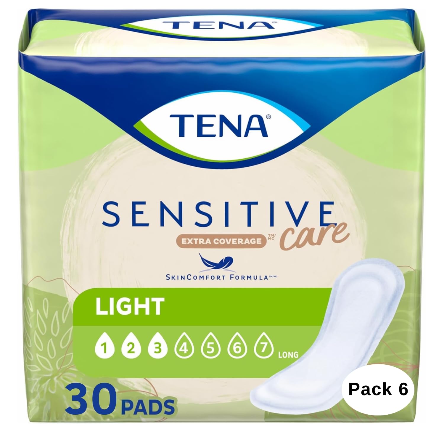 Tena Intimates Ultra Thin Light Incontinence/Bladder Control Pads for Women, Regular Length, 30 Count