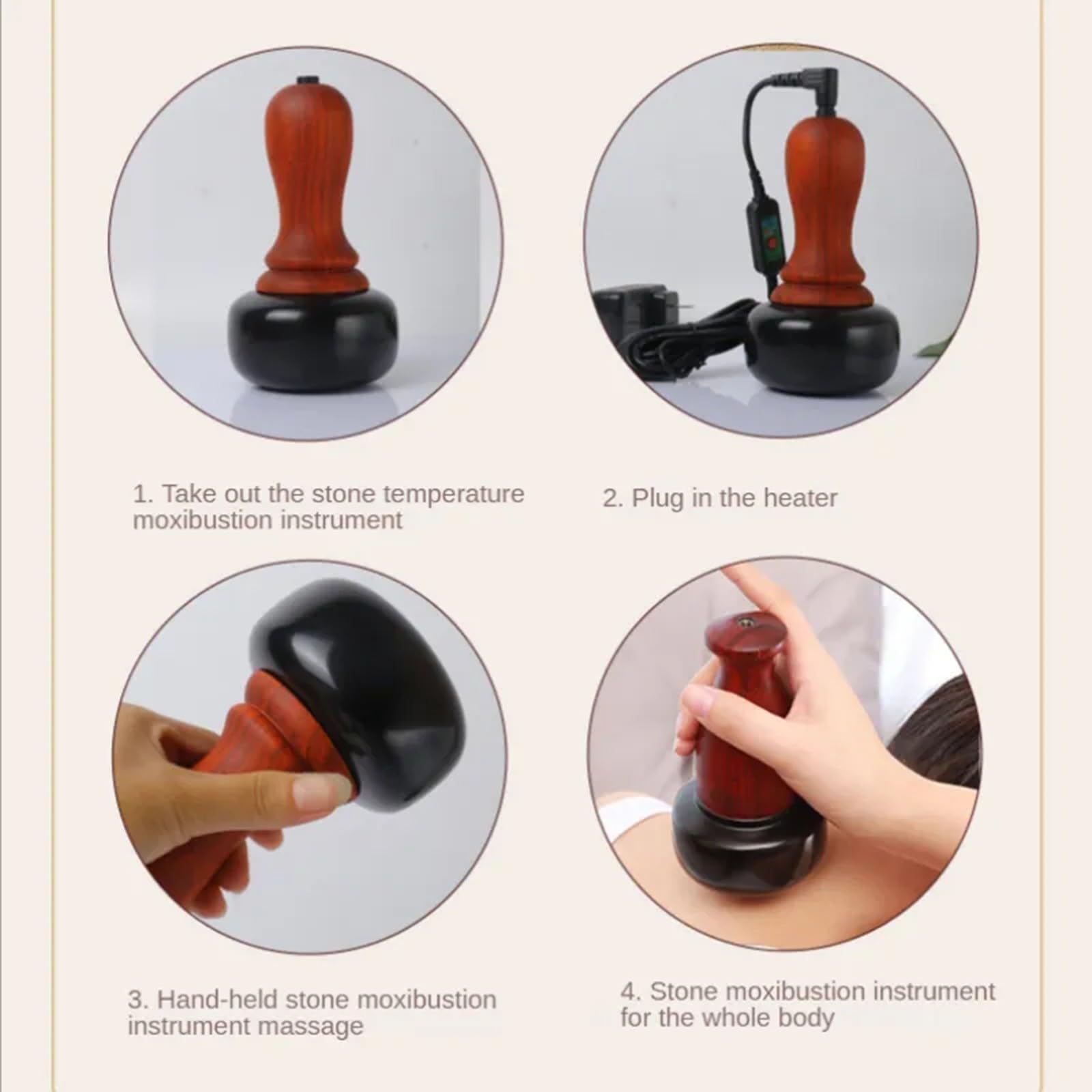 Masajeador eléctrico de piedra caliente Gua Sha, herramienta Bian Stone Guasha para raspar la piel, masaje facial, terapia de moxibustión cálida para el cuerpo