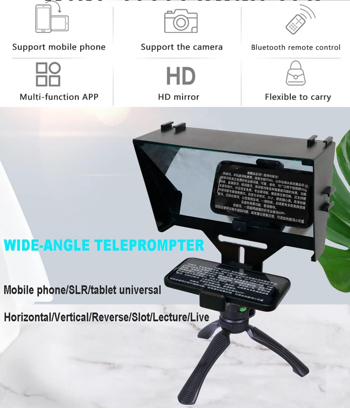 New Teleprompter for Smartphone Camera Portable Universal Large Screen Teleprompter Kit with Remote App Control