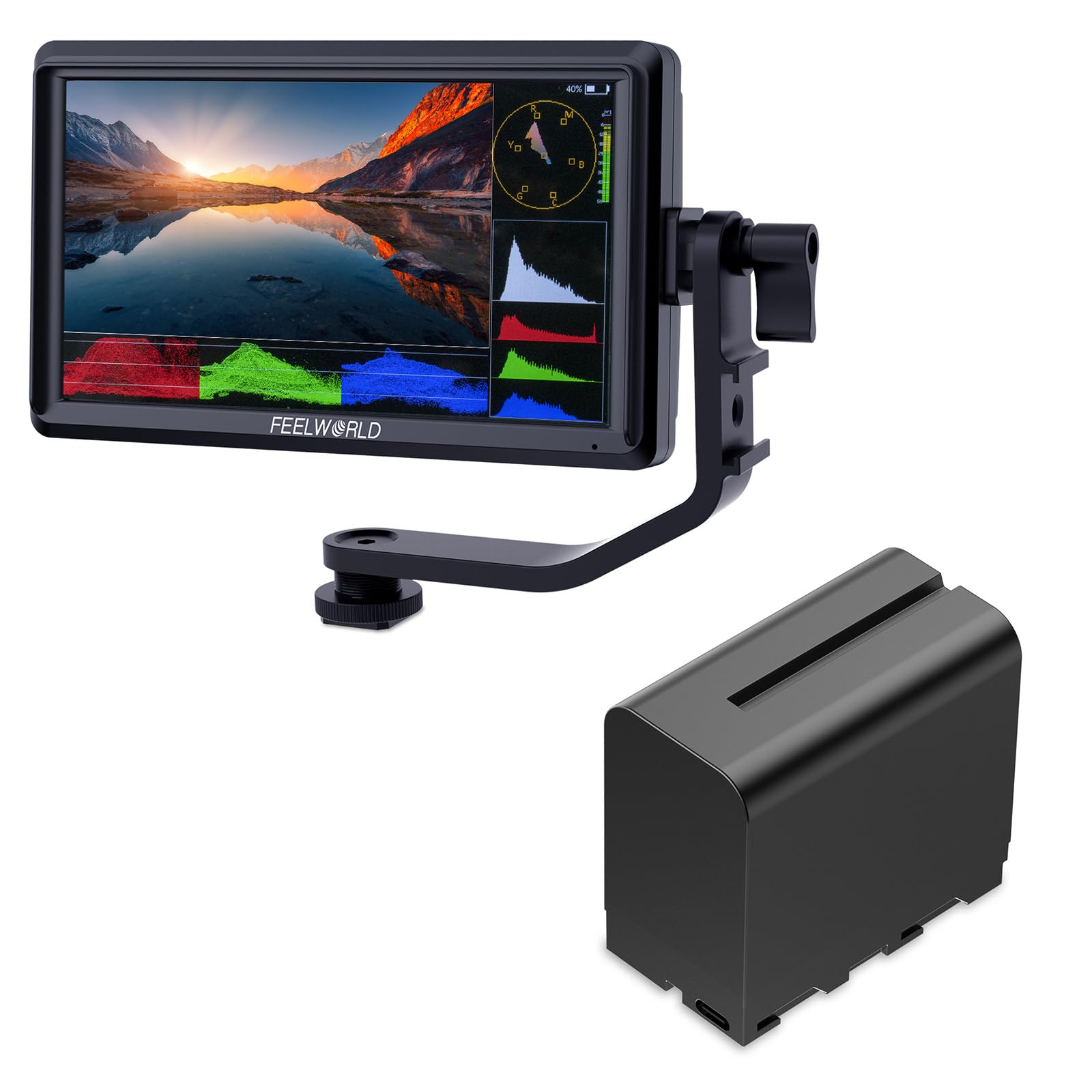 FEELWORLD FW568S Camera Monitor with F970 6600mAh Battery