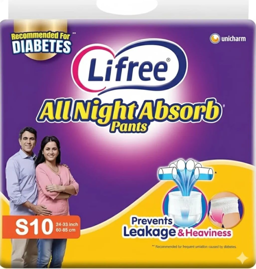COMPATIBLE WITH Lifree SUPER EXTRA Absorb Adult Diaper Pants 8 hours For Unisex Adult Pant Style Diapers All Night absorb (S10 PACK OF 1)-image-30