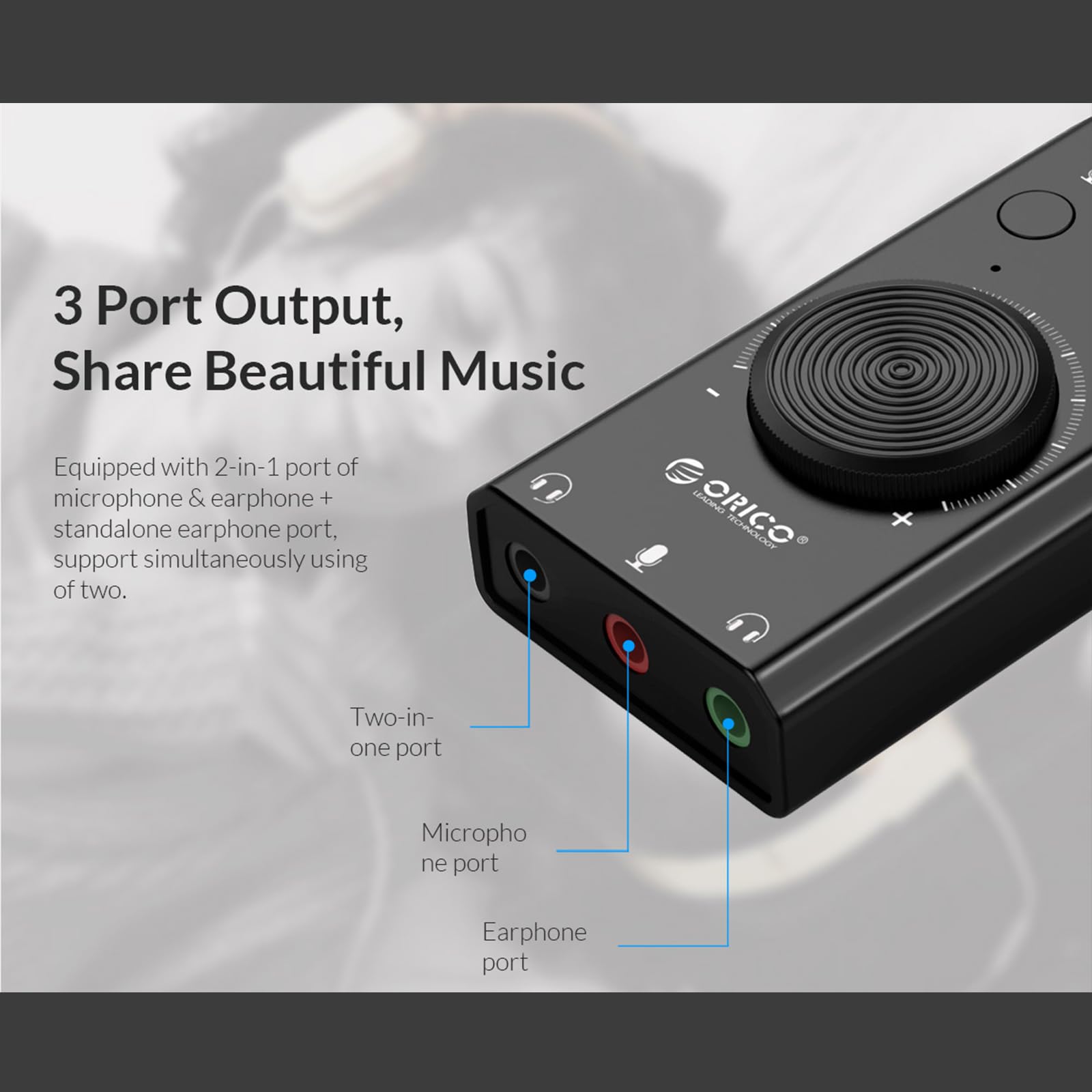 docooler SC2 Scheda audio USB Cuffie esterne PC desktop Notebook Convertitore audio Volume regolabile Plug and Play senza driver