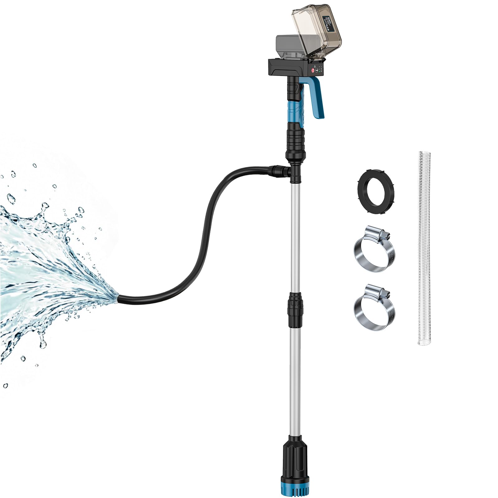 Ecarke 840GPH Brushless Cordless Stick Water Transfer Pump Compatible With Makita 18V (Tool Only), Auto Shut-Off, 38FT Lift 3-Speed, Extendable &amp; IP68 with Hose Kit for Pool Garden Basement RV Boat