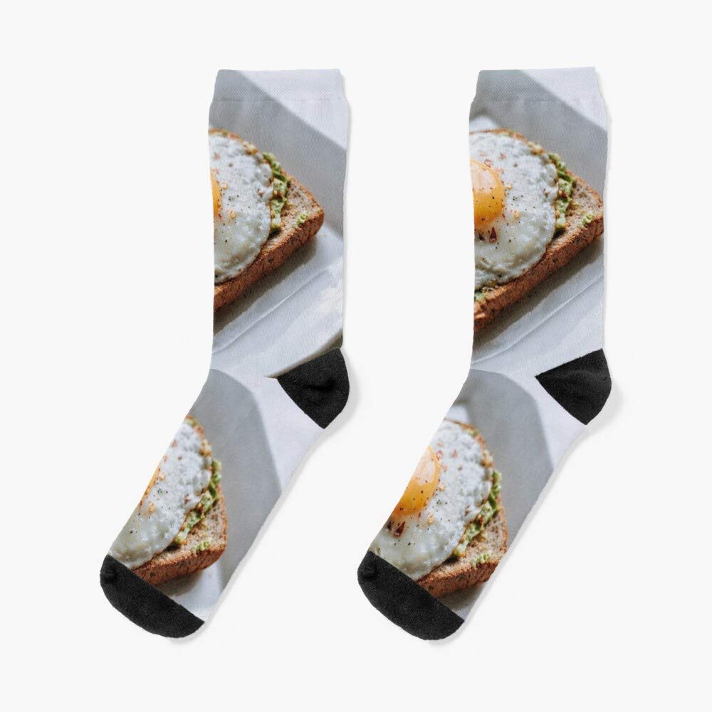 Lover Omelette Coffee Abstract Breakfast Delicious Food Eggs Novelty Shock Digital Printing Funny Design Socks