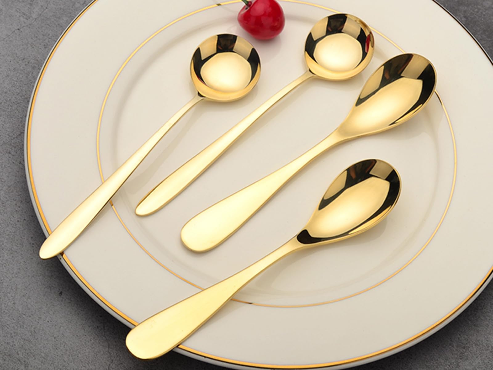 Cuillère à soupe 100 % cuivre pur, 16,5 cm en laiton forgé artificiellement finition miroir, cuillère à soupe de style japonais, adaptée pour la maison, les restaurants, les desserts, les gâteaux, la
