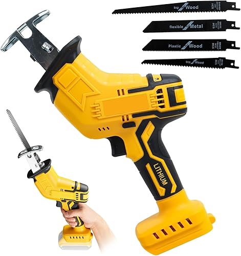 Sierra recíproca inalámbrica compatible con batería Dewalt de 20 V MAX, velocidad variable de 0 a 3500 SPM, sierra recíproca eléctrica mini con 4