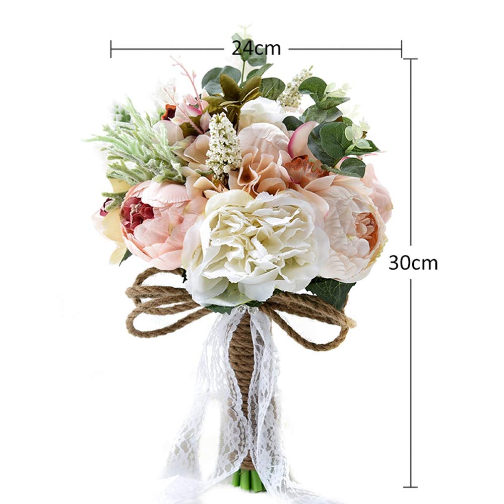 Ramo de flores de peonía para novia dama de hecho a mano boda ramo de seda nupcial celebración
