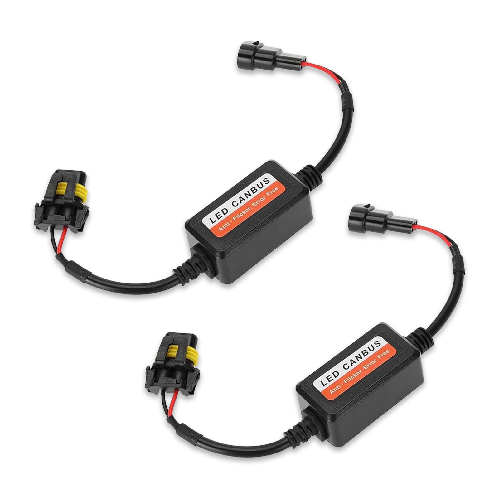2 PCS 9006/HB4 Automotive LED Light Canbus Decoder, High Power LED Light Anti-Flicker Wire Harness Decoder Driver Adapter, LED Light System Error Code Eliminator, for Most Car Models (Black)