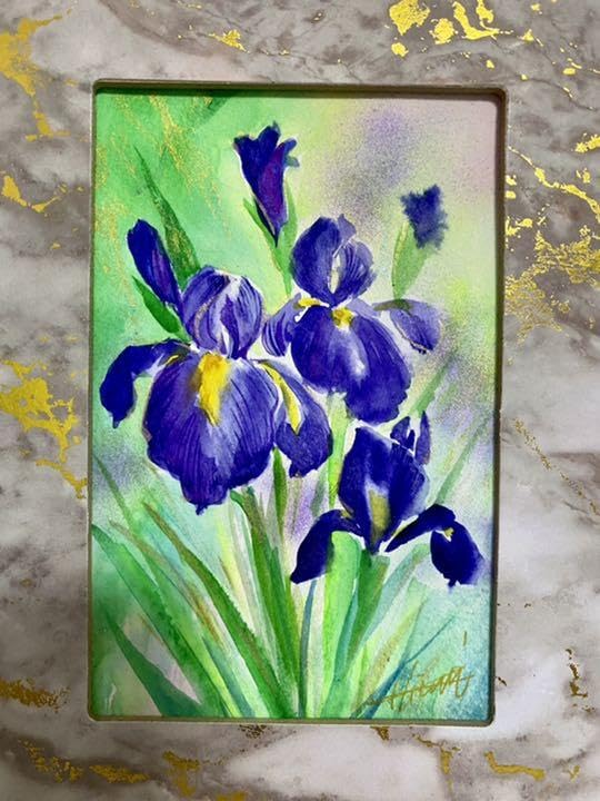 Amazon.co.jp: 菖蒲の花 水彩画 絵画 : おもちゃ