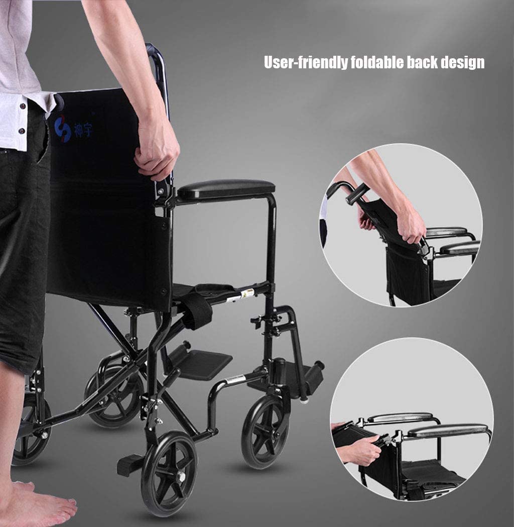 Sillas De Ruedas Silla De Ruedas Manual Plegable con Freno De Mano para Personas Mayores Silla De Ruedas De Transporte Plegable De Aleación De Aluminio Peso Máximo 220 Libras Ligera