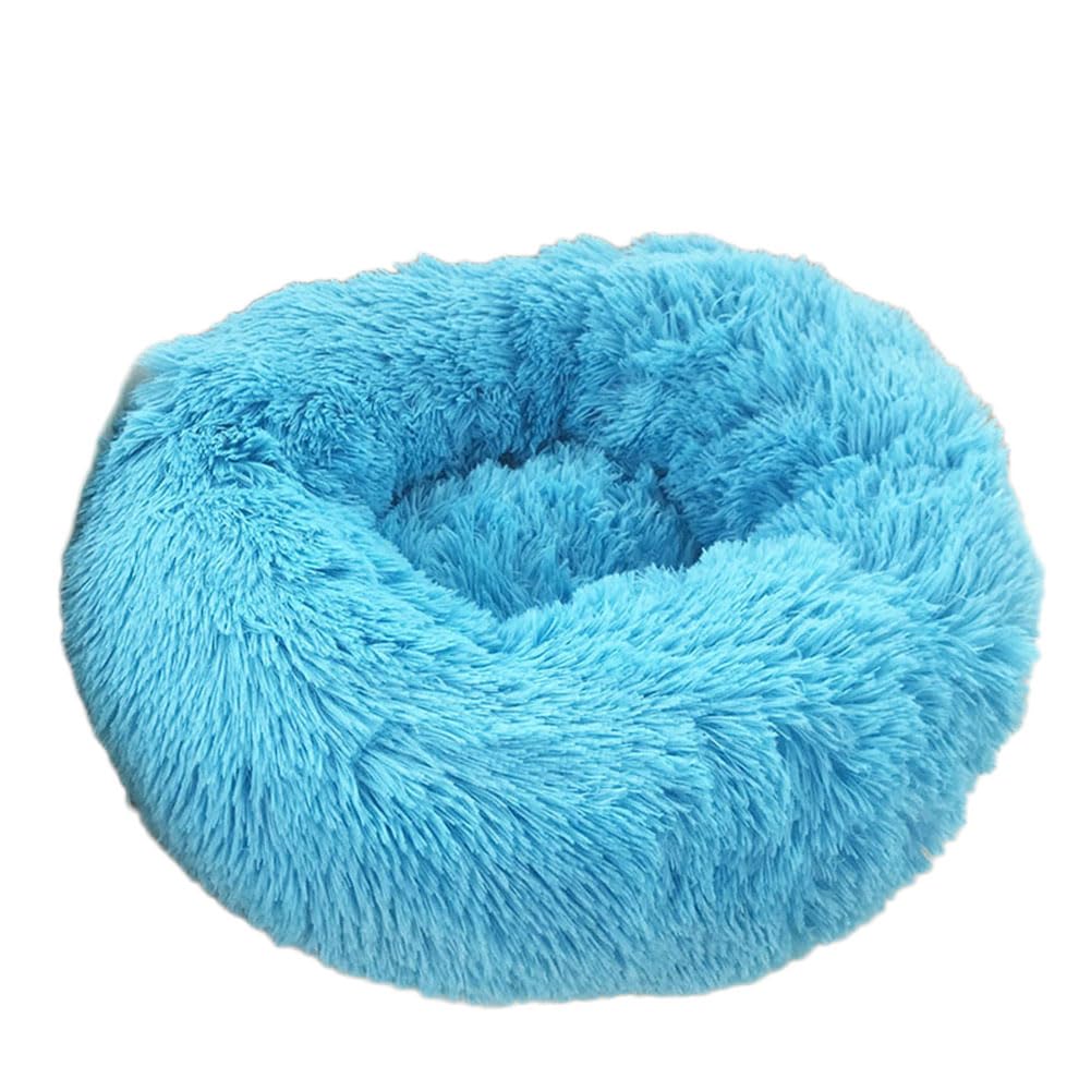 YOUCAI Puppy Bed for Medium Small Dogs Cats Non-Slip Bottom Fluffy Calming Kitten Bed for Small Dog and Puppy Plush Cuddler Pet Bed Round Plush Dog Bed,Blue,120cm
