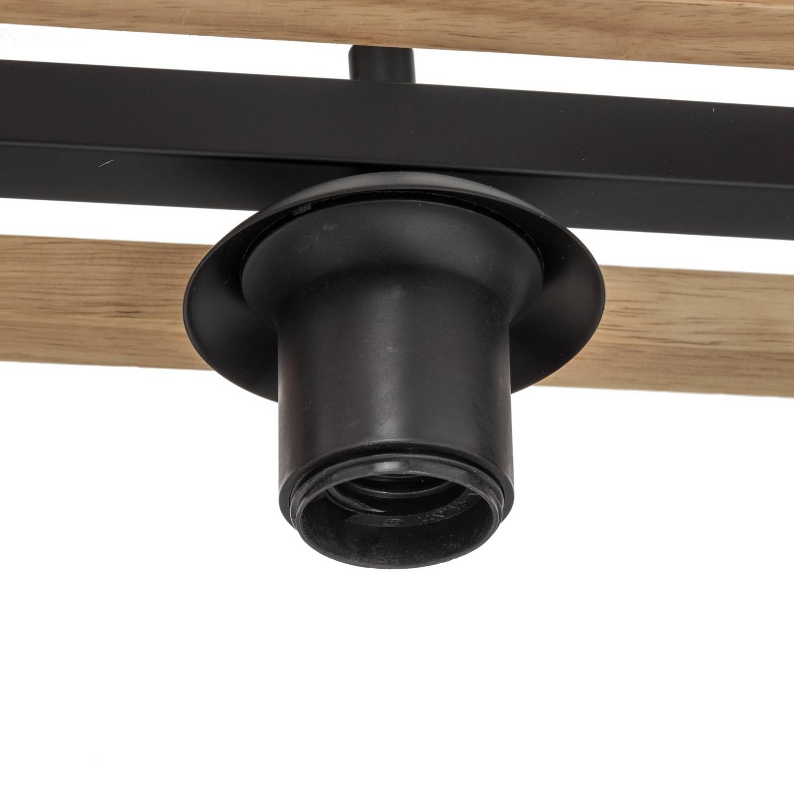 Lindby Esstisch Pendelleuchte Holz, Glas rauchgrau Hängeleuchte Rauchglas Esszimmer 4x E27 ohne Leuchtmittel Hängelampe Wohnzimmer Esszimmerlampe