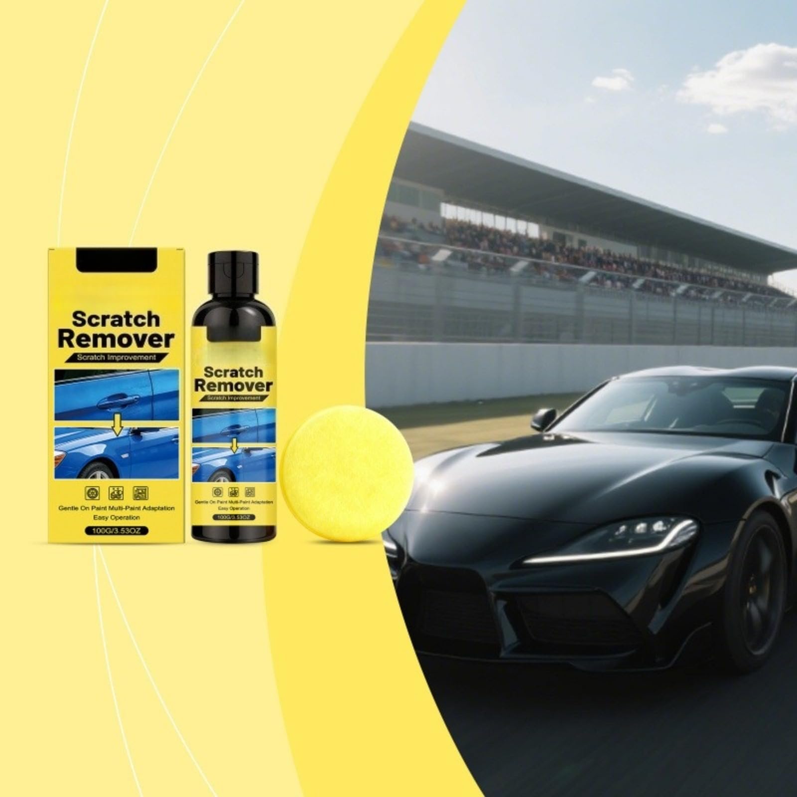 Efface Rayure Voiture Car Scratch Remover Wax, Pâte de Réparation pour Rayures Profondes, Cire de Polissage Anti-Rayures avec Chiffon et Éponge,Doux pour la peinture, adapté à tout type de peinture,