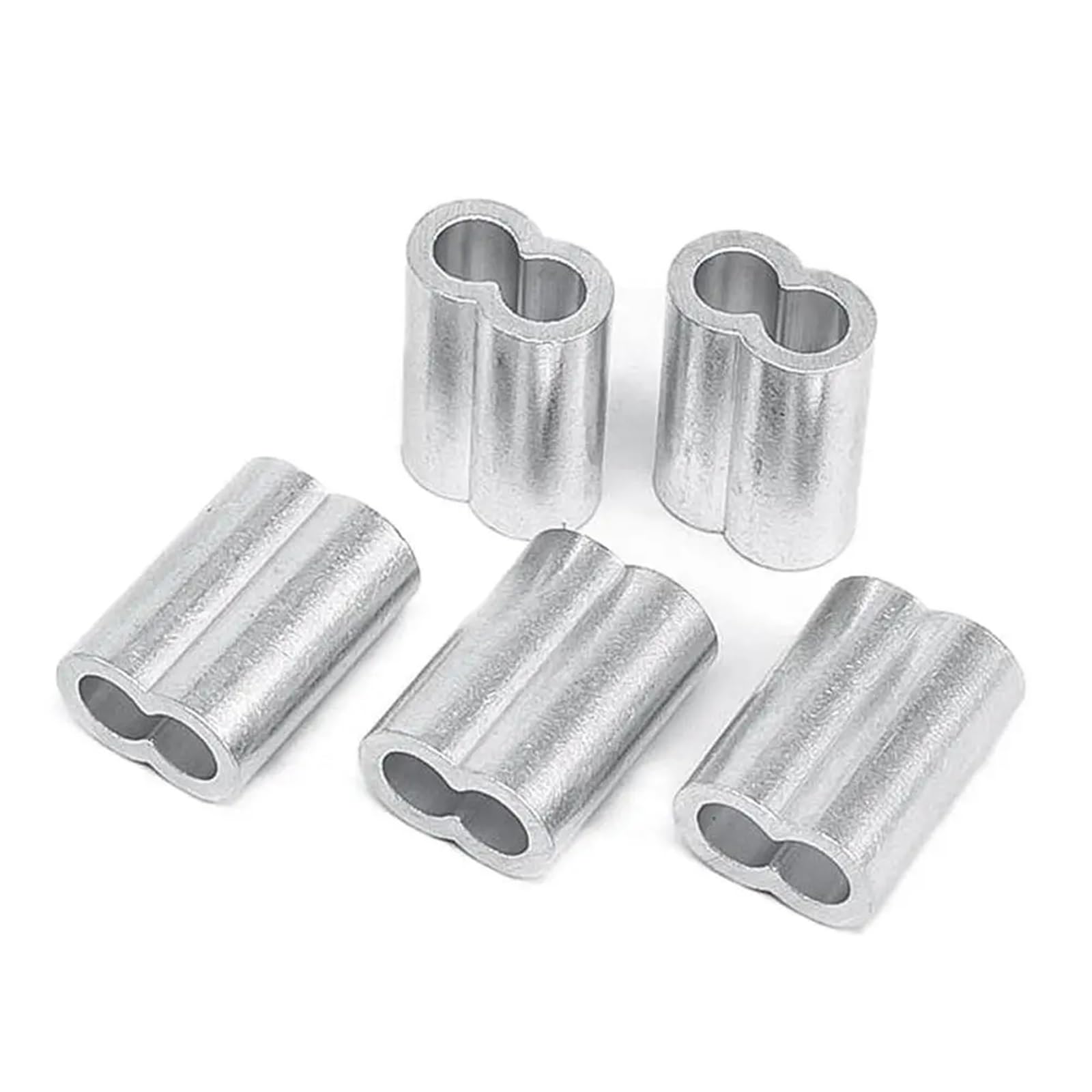 Puntali, Manicotti a crimpare for cavi 200 pz Clip di fissaggio for fune in acciaio Puntali in alluminio a doppio foro a 8 forme