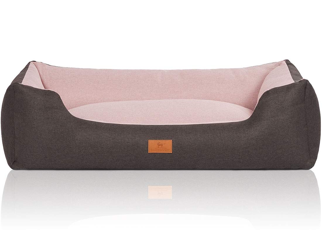 Knuffelwuff 14096 – 008 Cama para Perros, Funda Lavable para Perros Grandes, Color Negro y Rosa