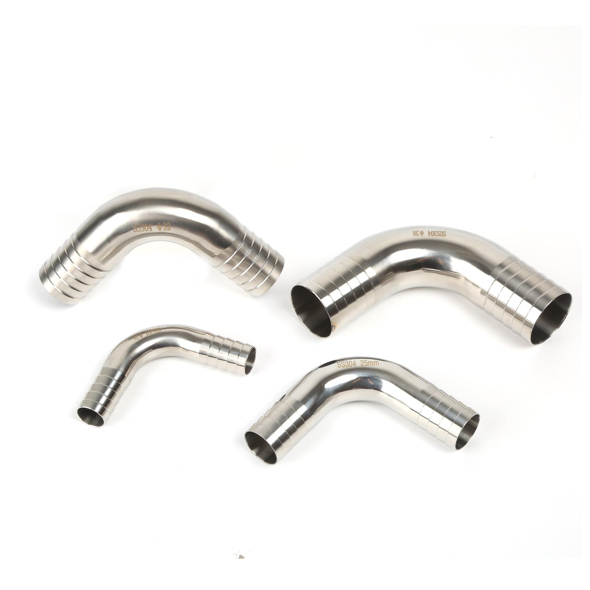 SS304/SS316L Schlauchanschlussbögen 90-Grad-Bogen mit Schlauchadapter 12,7 MM-102 MM(OD45MM 217.2g)