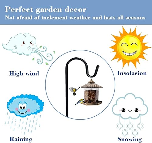 Miniatura 6 de Gancho de pastor ajustable con base de 5 puntas, paquete de 2 estacas resistentes de 63 pulgadas de alto para colgar para alimentador de pájaros,