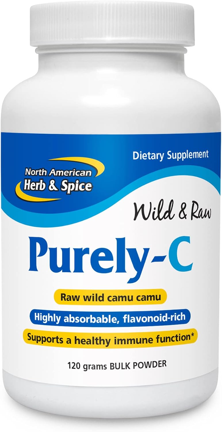 NORTH AMERICAN HERB & SPICE Purely-C - 120g Bulk Powder - Raw, Whole Food Vitamin C - Healthy Immune Function - Highly Absorbable, Flavonoid-Rich - Non-GMO - 40 Servings