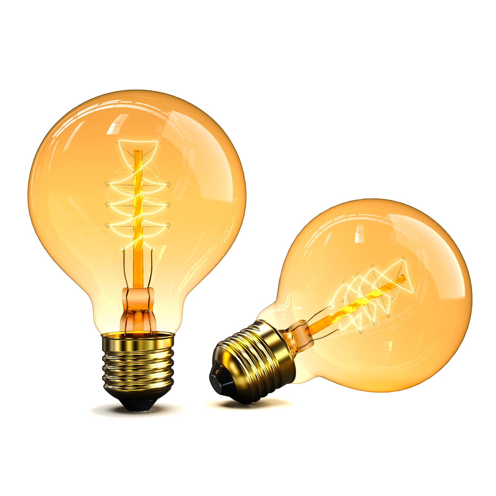 Aurorast Circular Filament Vintage E27 Bulb, Antique Retro Lamp Wire 220-240V Large Bulb 40W Edison Globe G80 Filament Bulb Warm White 2 Pack