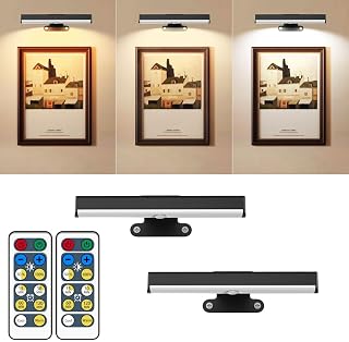 2PACK Wireless Picture Light for Wall LED Battery Operated Wall Light with Remote Art Display Light for Paintings 3 Lighting Timer&Dimmable Picture Frame Accent Lights for Artwork Portrait Display