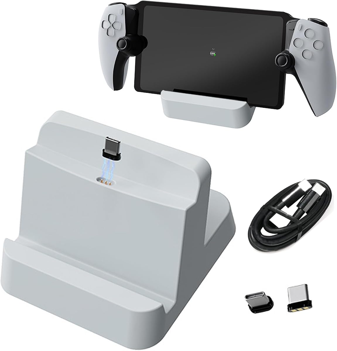 PS5 Controller Charging Dock Fast Charging Stand with Type C Port for PlayStation Portal Game Console (White)