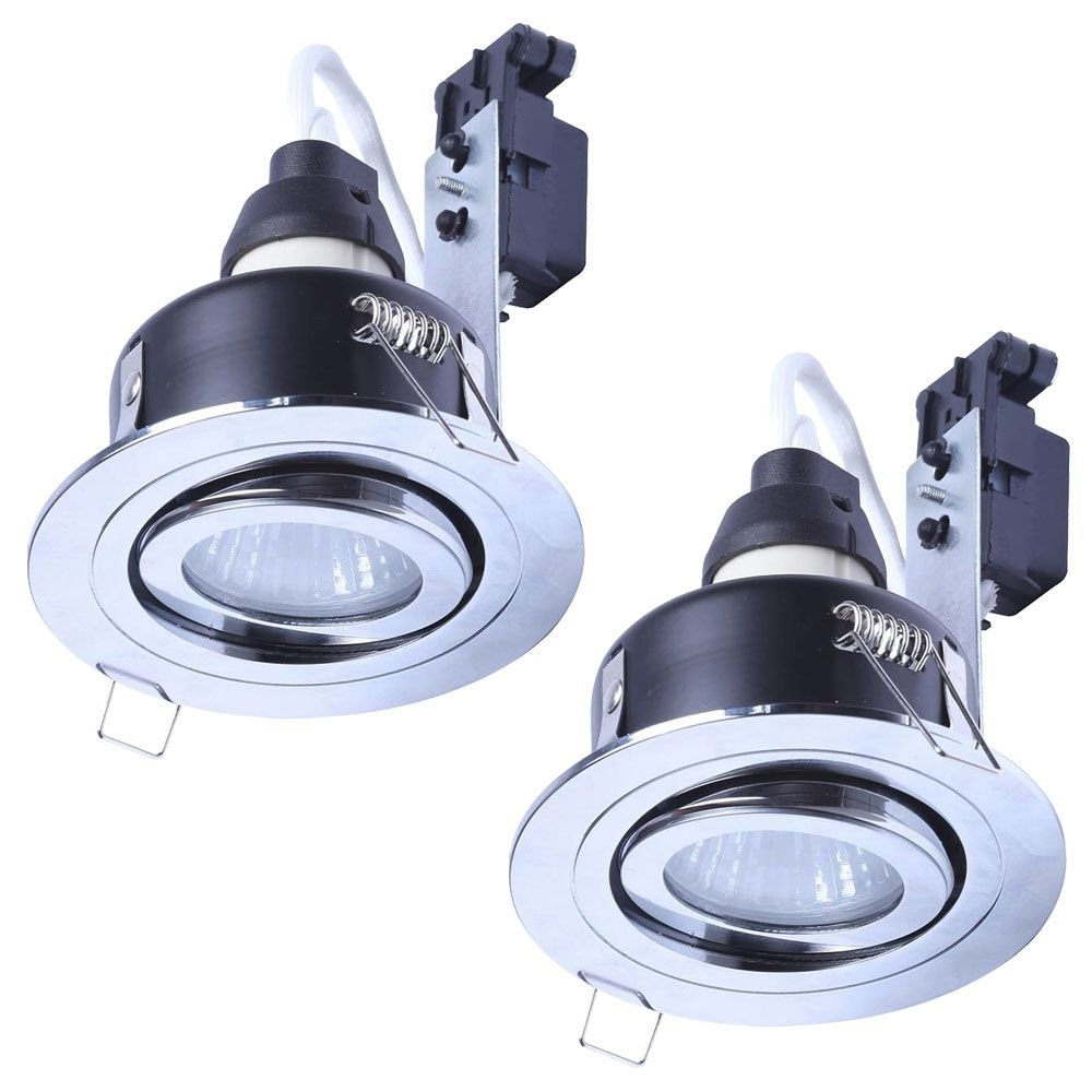 LITECRAFT Recessed Downlight IP65 Rated Tiltable Spotlight - (Polished Chrome, Pack of 2)