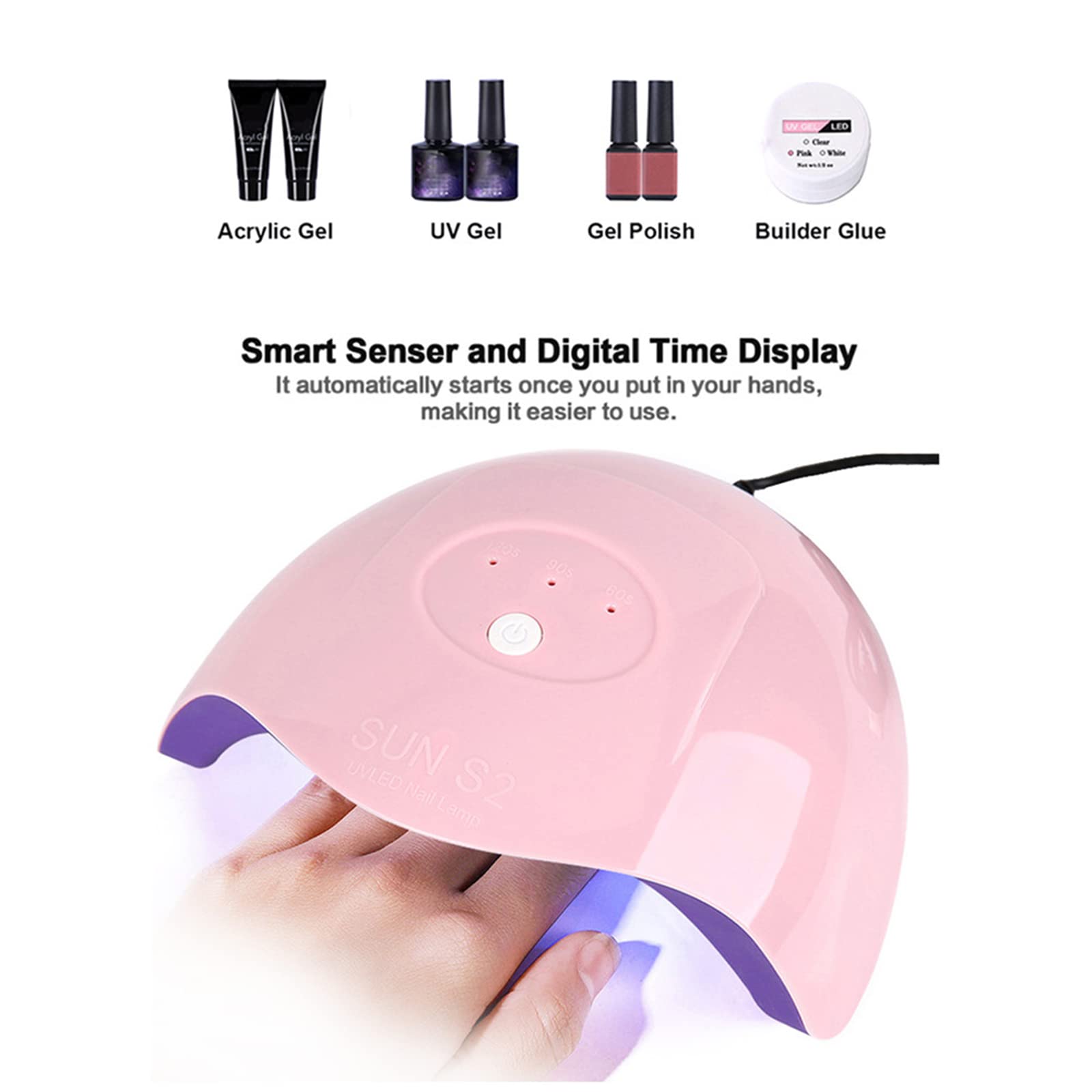 ZYC 36W UV Lampada LED per Unghie per Unghie Lampada per Unghie 12 LED Lampada per Curare Tutti i Gel con sensore USB Carica 60/09 / 120s Nail Art Manicure Tool